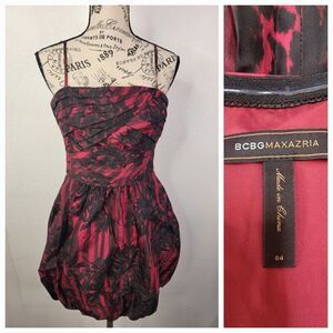 BCBG Maxazria Bubble Mini Dress Sz 4 Misty Haze 100% Silk Whimsygoth Fairy